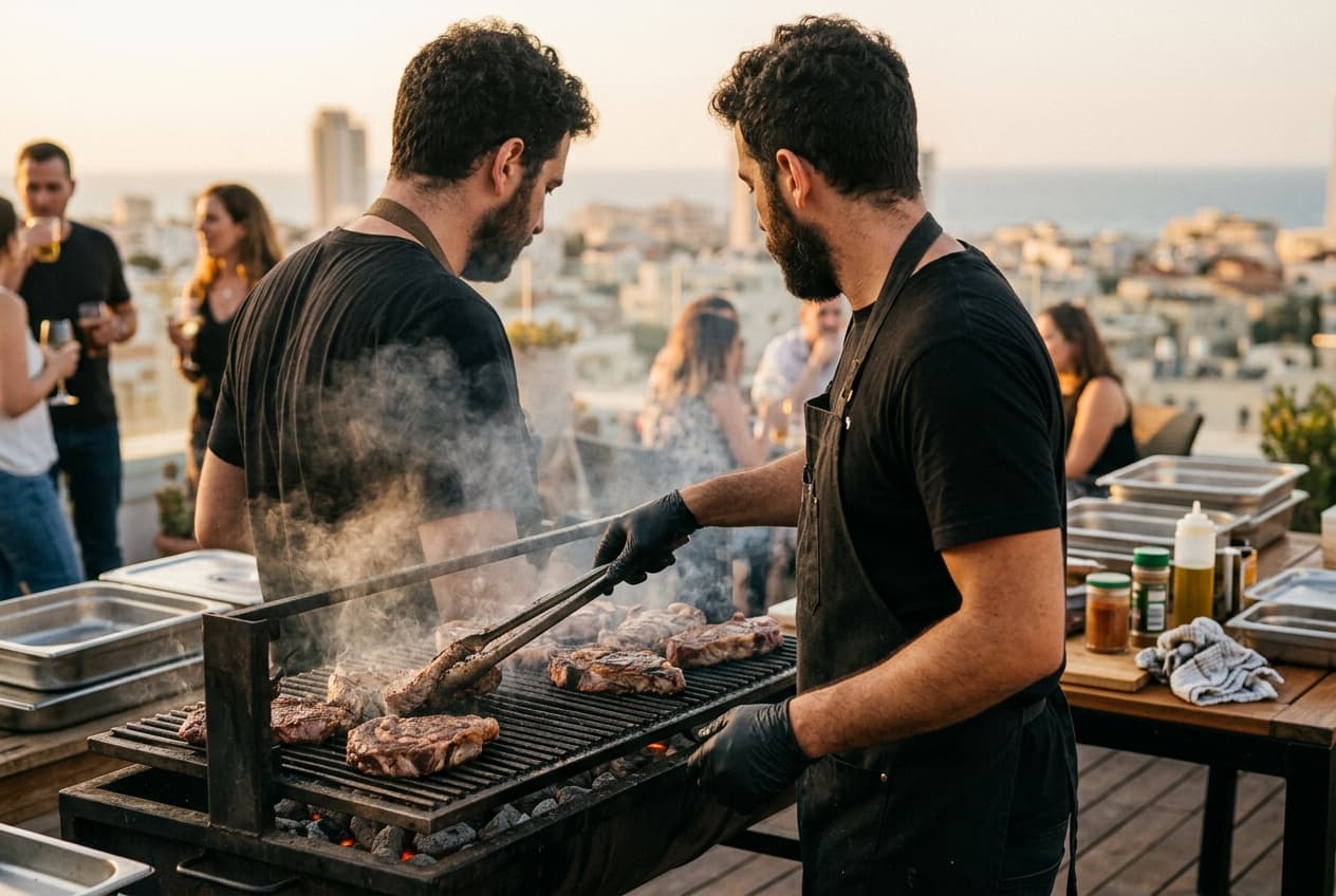 קייטרינג על האש לסוכות: אש חיה ליד הסוכה